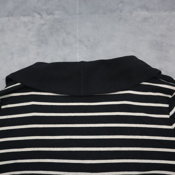 Banana Republic Sweater Womens M Black Long Sleeve Button Stripe Knit Pullover - Picture 12 of 16